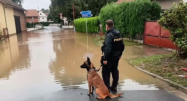 Policisté v povodových oblastech napíklad hlídkovali, aby nedocházelo k...