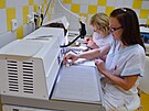 Na oddlen patologie ve valaskomezisk nemocnici Agel pracuj laboranti s...