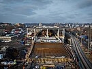 V Holeovicích pokrauje stavba nádraí Praha-Bubny. (22. ledna 2025)