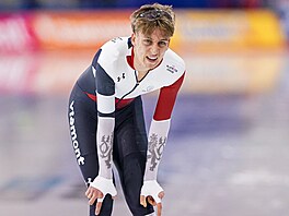 Rychlobrusla� Metod�j Jílek po dojezdu závodu Sv�tového poháru v Calgary.