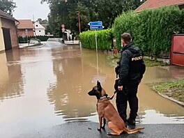 Policisté v povodových oblastech napíklad hlídkovali, aby nedocházelo k...