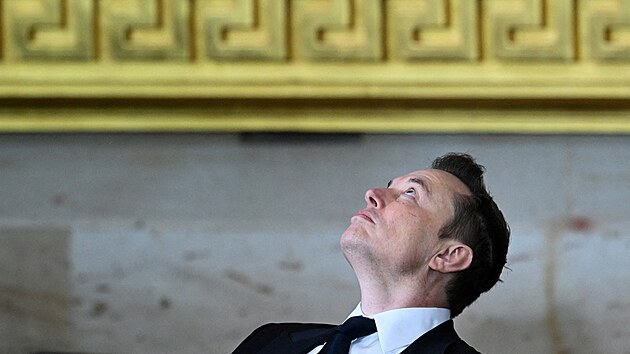 Gener�ln� �editel spole�nosti Tesla a SpaceX Elon Musk p�ed inaugura�n�m ceremoni�lem a p��sahou Donalda Trumpa jako 47. prezidenta USA v rotund� Kapitolu ve Washingtonu. (20. ledna 2025)