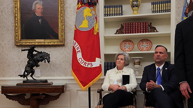 Z�b�r z Ov�ln� pracovny, kde Donald Trump kr�tce po inauguraci podepsal prvn� exekutivn� p��kazy (21. ledna 2025)