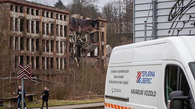 Torzo budovy ek demolice. (28. ledna 2025)