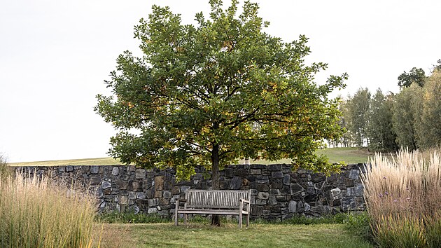 Pozemky kolem h�jenky obklopuje zvln�n� a pestr� krajina Bene�ovska. Ostr�vky okrasn�ch travin v�tr�vn�ku funguj� stejn� jako rem�zky v�krajin�.
