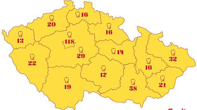 Mapa ohodnocen�ch restaurac� v �esku. (28. ledna 2025)