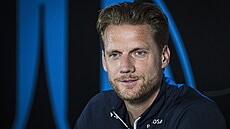 Trenér Radoslav Ková na tiskové konferenci fotbalového klubu Slovan Liberec...