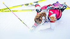 Markéta Davidová v cíli sprintu v Hochfilzenu.