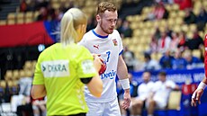 Tomá� Piroch b�hem zápasu s Tuniskem na mistrovství sv�ta.