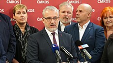 Tisková konference eskomoravské konfederace odborových svaz proti navrhované...