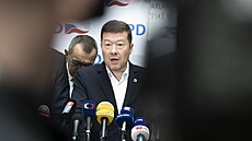 Tisková konference SPD. Na snímku Tomio Okamura. (21. ledna 2025)