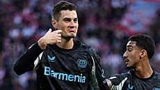 Patrik Schick z Leverkusenu se raduje z trefy proti Lipsku.