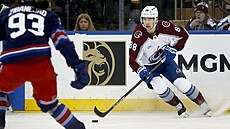 Martin Ne�as z Colorada kontroluje puk v utkání s New York Rangers.