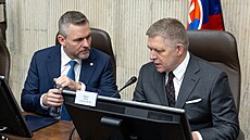 Slovenský prezident Peter Pellegrini a p�edseda vlády Robert Fico b�hem...