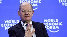 N�mecký kanclé� Olaf Scholz na Sv�tovém ekonomickém fóru v Davosu 2025