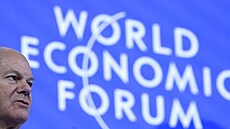 N�mecký kanclé� Olaf Scholz na Sv�tovém ekonomickém fóru v Davosu 2025