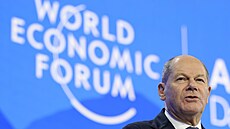 N�mecký kanclé� Olaf Scholz na Sv�tovém ekonomickém fóru v Davosu 2025
