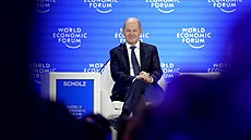 N�mecký kanclé� Olaf Scholz na Sv�tovém ekonomickém fóru v Davosu 2025