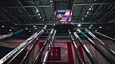 Pohled do karlstadské Löfbergs Areny v den utkání hokejové Ligy mistr� mezi...