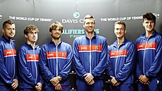 �e�tí tenisté ve slo�ení (zleva) Adam Pavlásek, Maxim Mrva, Tomá� Machá�,...