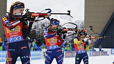 T�I NEJLEP�Í. U� od druhého úseku �tafety �en se o vedení p�etahovaly Norsko,...