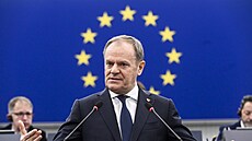 Polský premiér Donald Tusk p�i projevu p�ed poslanci Evropského parlamentu k...