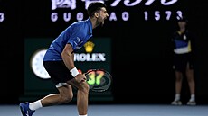 Novak Djokovi� se raduje z postupu do semifinále Australian Open.