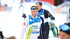 Nor Petter Northug po exhibiním výbhu sjezdovky Alpe Cermis na Tour de Ski...