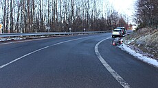 Místo havárie cyklisty na Hraby�ském kopci.