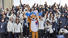 Výprava Ústeckého kraje v T�inci na slavnostním zahájení zimní ODM.