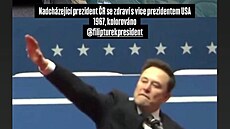 Kolá� sdílená na ú�tu Filipa Turka s nap�a�enými pravicemi Turka a Elona Muska....