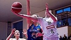 Natálie Martiková (88) z Hradce Králové zakonuje na ko Levhartic Chomutov.