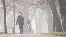 Sarajevo op�t zahalil smog. N�kte�í lidé kv�li zne�i�t�nému vzduchu nosí rou�ky...