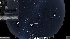 Pohled na pond�lní ve�erní oblohu kolem 18. hodiny s �esti planetami Slune�ní...