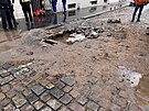 Havrie vodovodnho potrub v ulici afakova, Praha 2. (31. ledna 2025)