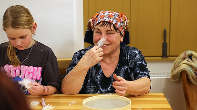V tebskm muzeu mli lid monost si vyzkouet dran pe a vyrobit malovaky.