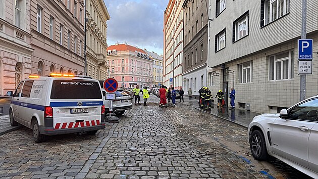 Havrie vodovodnho potrub v ulici afakova, Praha 2. (31. ledna 2025)