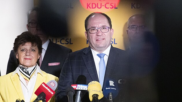 Tiskov� konference po jedn�n� celost�tn�ho v�boru KDU-�SL. Marek V�born�. (29. ledna 2025)