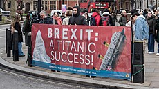 Protest v Londýn ped pátým výroím brexitu (29. ledna 2025)