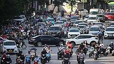 Dopravní zácpa ve vietnamské Hanoji (11. ervence 2024)