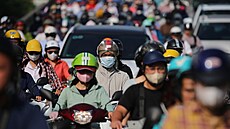 Dopravní zácpa ve vietnamské Hanoji (11. ervence 2024)