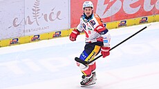 Pardubický Roman �ervenka slaví trefu do sít� Bud�jovic.
