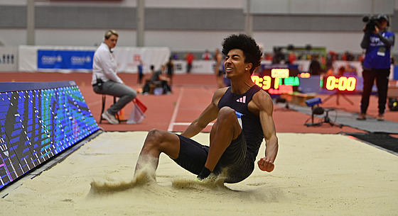 Italský dálka� Mattia Furlani na mítinku v Ostrav�.