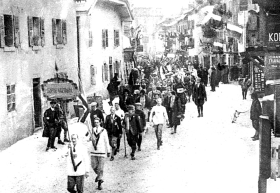 Brit�tí sportovci p�i zahájení olympijských her v Chamonix 1924