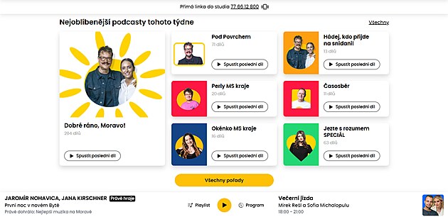 Sou��st� webu je i p�ehr�va� podcast� Radia �as