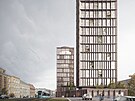 Vizualizace dvouv�ov�ho mrakodrapu v centru Ostravy, v ni��� v�i m� s�dlit...