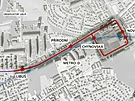 Mapa nové tramvajové trat� Libu� � Nové Dvory. (6. února 2025)