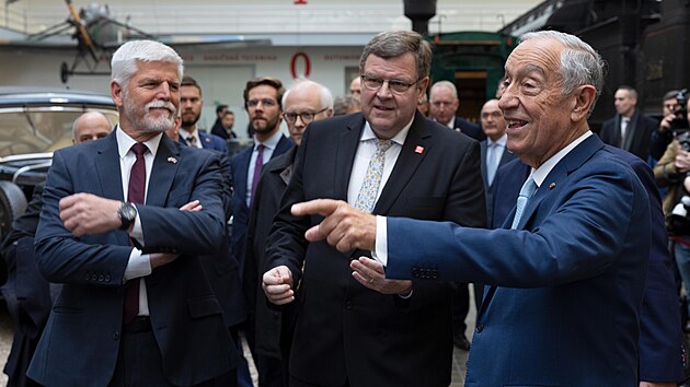 Nrodn technick muzeum navtvil prezident Portugalsk republiky Marcelo Rebelo de Sousa v doprovodu prezidenta esk republiky Petra Pavla.