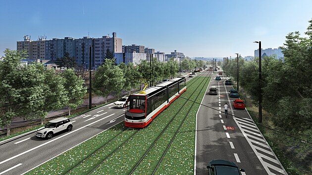 Vizualizace nov� tramvajov� trat� Libu� � Nov� Dvory. (6. �nora 2025)