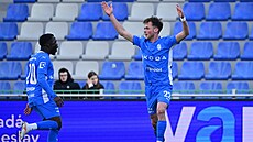 Michal �ev�ík z Mladé Boleslavi slaví trefu proti Teplicím.